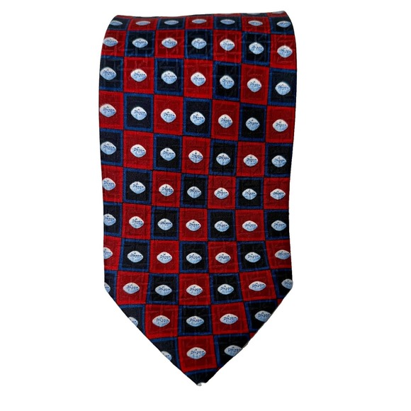 PFIZER Necktie Hand Sewn 100% Silk Red Blue Tie 59 Inch Salesman Big Pharma New